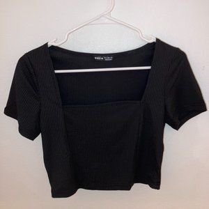 SHEIN Black Square Neck Crop Top